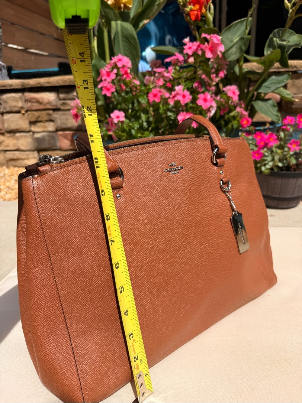 Coach Signature Leather Tote Bag in Saddle Brown 👜 - Picture 6 of 10